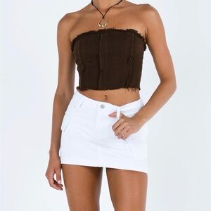 NWT Princess Polly Zakai Cargo White Denim Mini Skirt